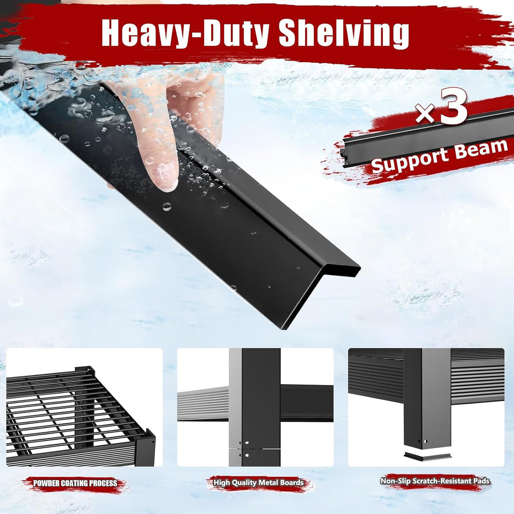 62' W 3050LBS Storage Shelves Unit,5 Tier Heavy Duty Metal Shelving Unit and Storage Large Rack,72' H x62 W x24 D Adjustable Metal Shelving Unit,Garage Shelves for Basement,Warehouse