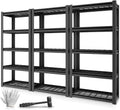 Auto Dynasty 5-Tier Storage Shelves Set of 3, 72' H (3000LBS Capacity) Adjustable Garage Shelving, Metal Storage Utility Rack Shelf Unit for Pantry Kitchen Warehouse, 72' H x 35' W x 16' D, Black