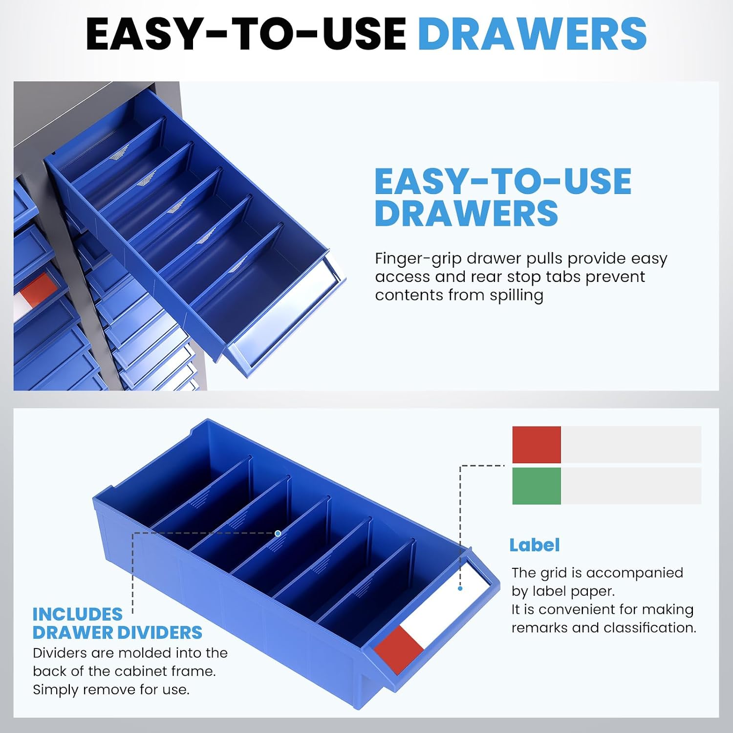 75 Drawer Parts Storage Cabinet, 26'X 9'X 36' ABS Drawer Nut and Bolt Organizer, Heavy Duty Hardware Storage Bolt Bin with Dividers and Labels for Garage Workshop Organization
