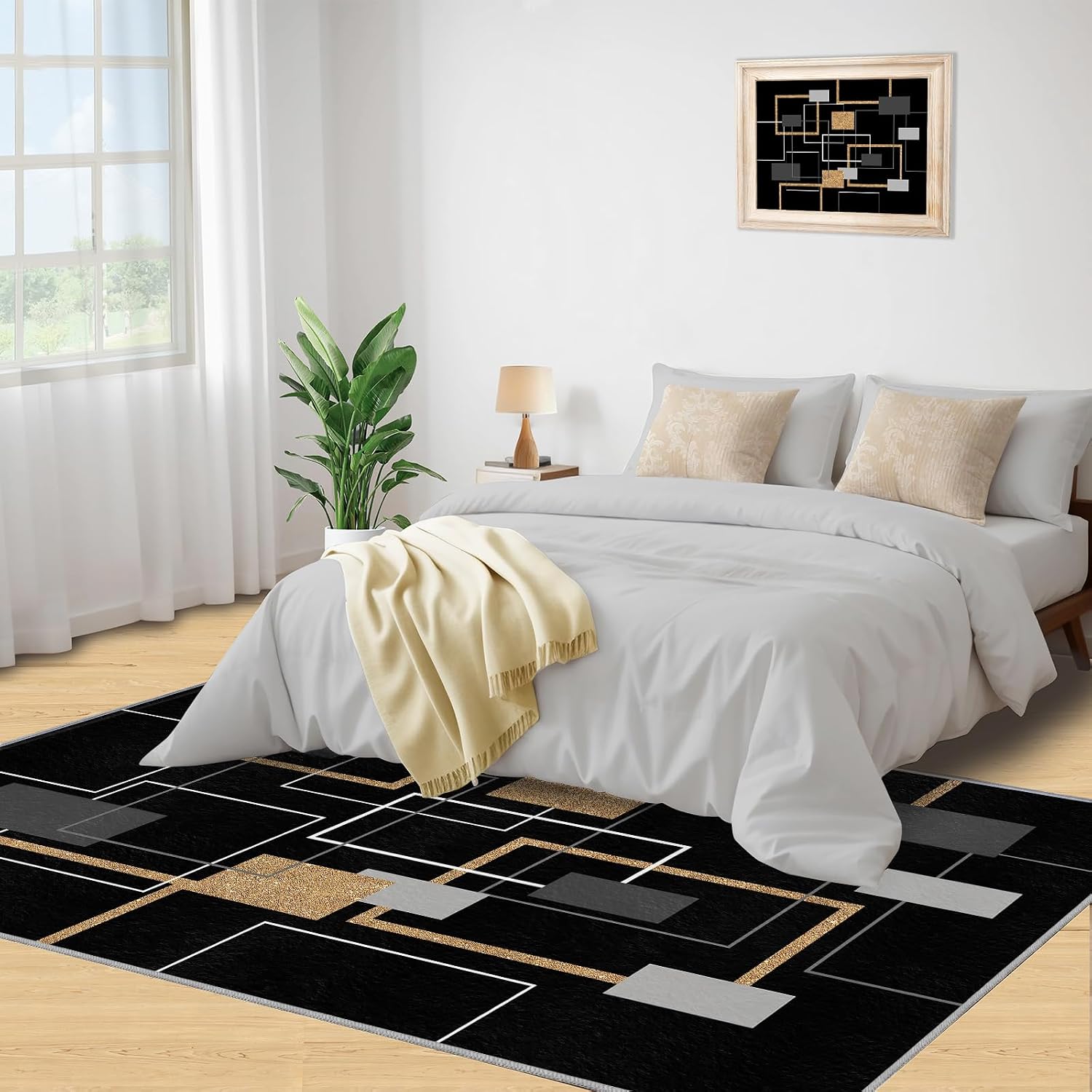 Medieval Geometric Area Rug, Modern Stylish Rugs for Living Room, Indoor Non-Slip Kids Rugs, Machine Washable Breathable Durable Carpet for Front Entrance Floor Decor,6 x 8ft