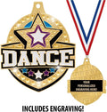 Crown Awards 2 1/4' Royal Dance Medals, Shiny Gold Dance Medals with Free Engraving
