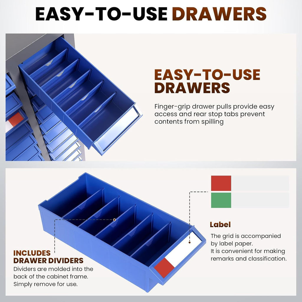 75-Drawer Nut and Bolt Organizer, Small Parts Organizer with Alloy Steel Frame & ABS Drawers, Bolt Bin for Garage, Teacher Toolboxes, Makeup & Workshop, Tool Hardware Storage (75-grid drawer)