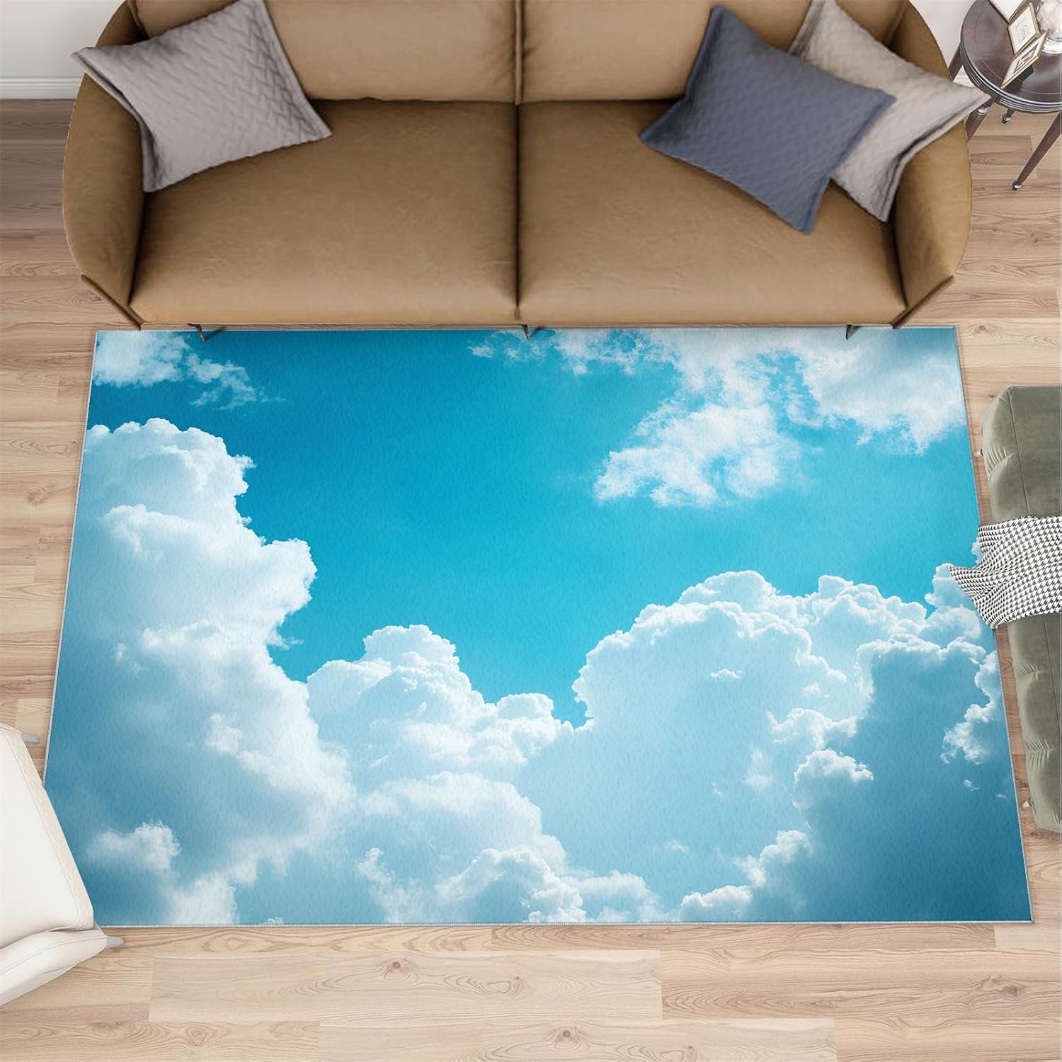 White Clouds Rug - 6x8 Rug, Blue Sky Area Rugs for Bedroom, Natural Scenery Rugs for Living Room, Kids Washable Mat, Cloud Carpet, White Clouds Home Decor & Gifts