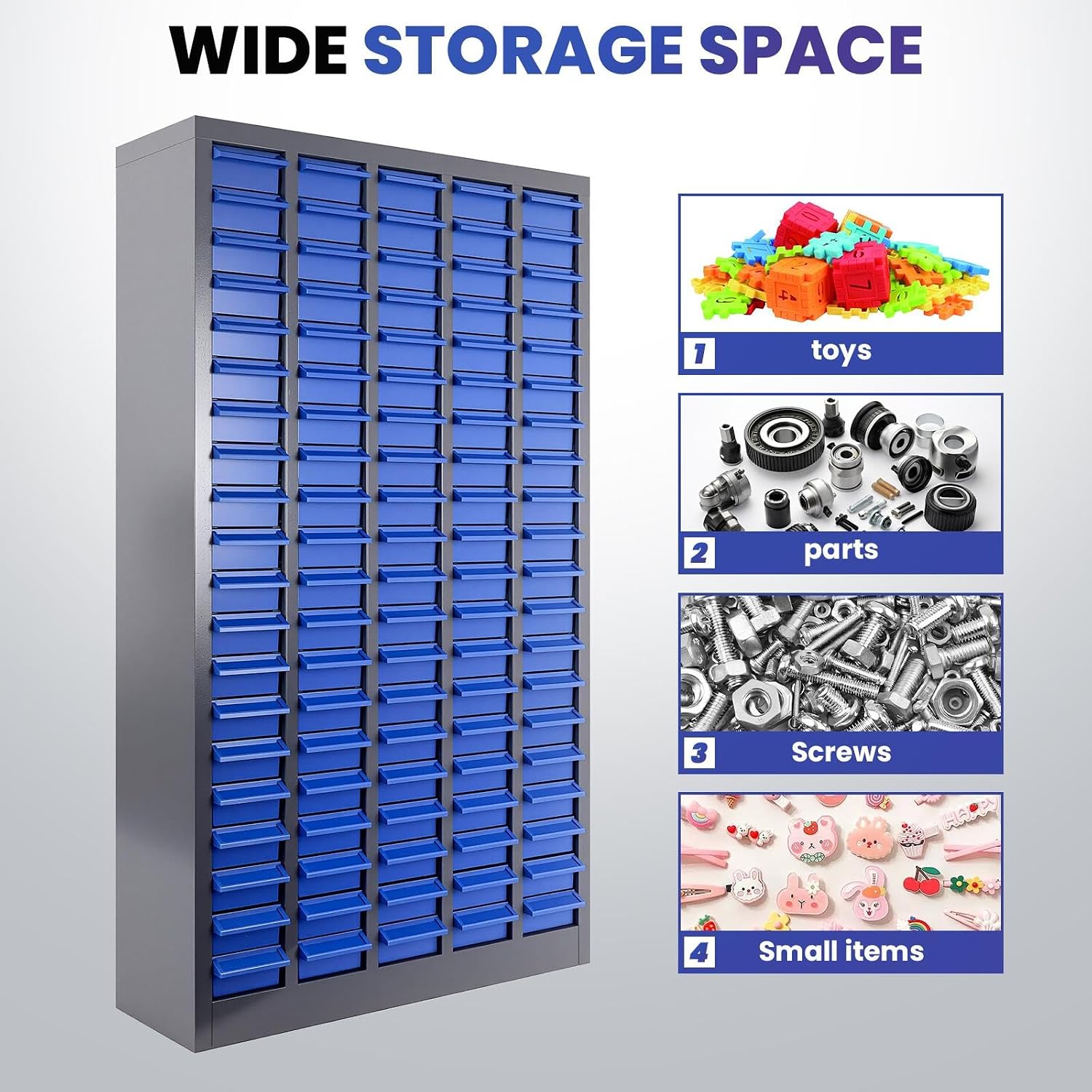 100 Drawers Nuts and Bolts Organizer, Metal Bolt Bins with Drawer Dividers, Parts Cabinet for Bolt Storage, Nut and Bolt Organizer for Tool Shop