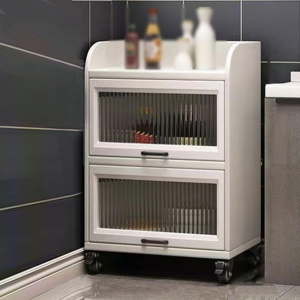 Kitchen Storage Rack with Wheels Bakers Rack with Storage Cabinet for Small Spaces with 360° Rolling Wheels, for Spices, Pots and Pans(White,40 * 35 * 86cm)