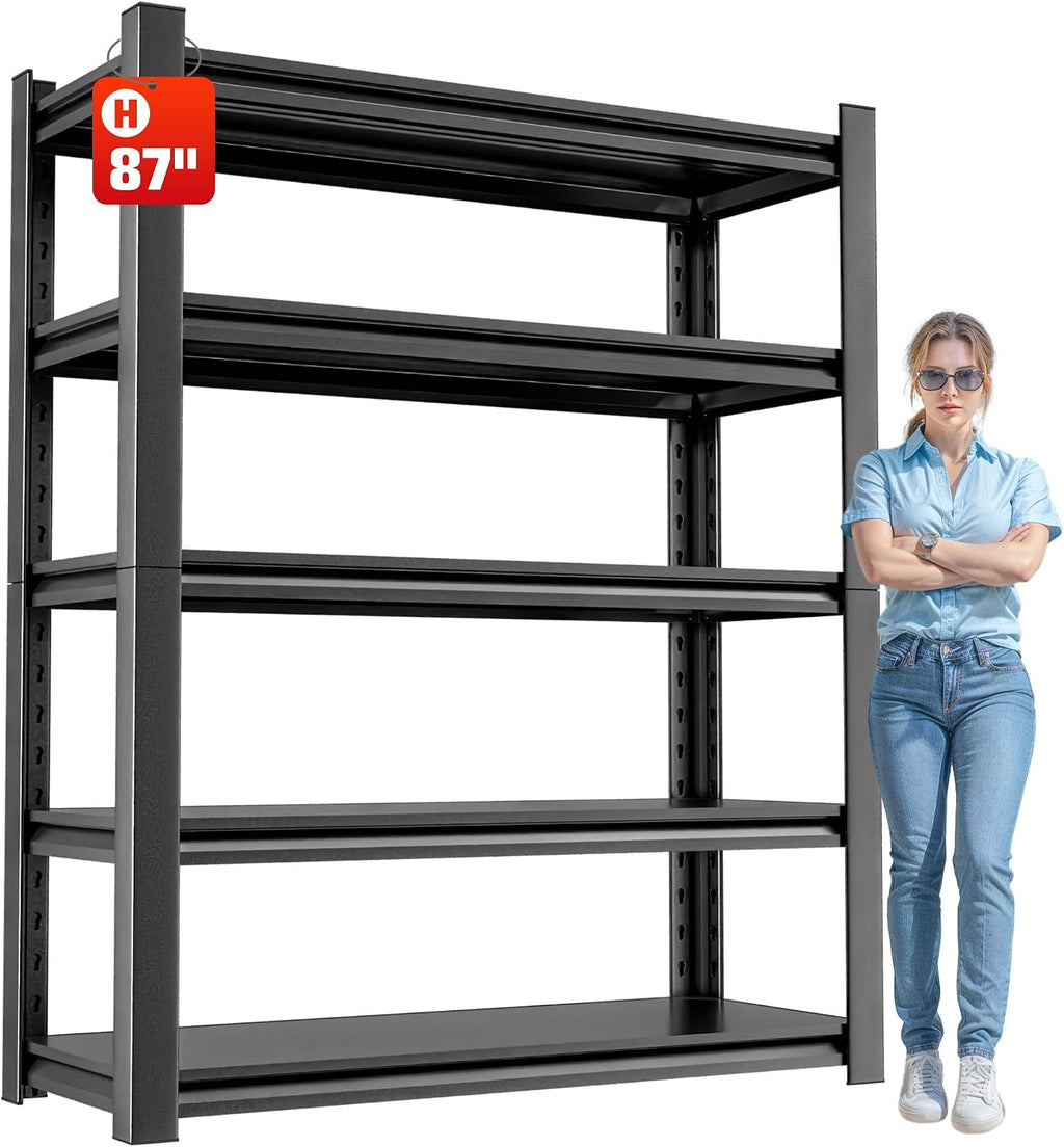 OLLRRACT Heavy Duty Metal Storage Rack Shelving for Garage, 5 Tier Shelving Unit - Garage Storage Shelf, Industrial Utility Shelving, Durable Metal Shelf Organizer 24' D x48 W x87 H