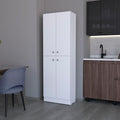 71' 4-Door Freestanding Storage Cabinet, Kitchen Storage Bakers Rack with Hidden Shelves, Utility Food Cupboard with Stylish Design for Home Kitchen, White