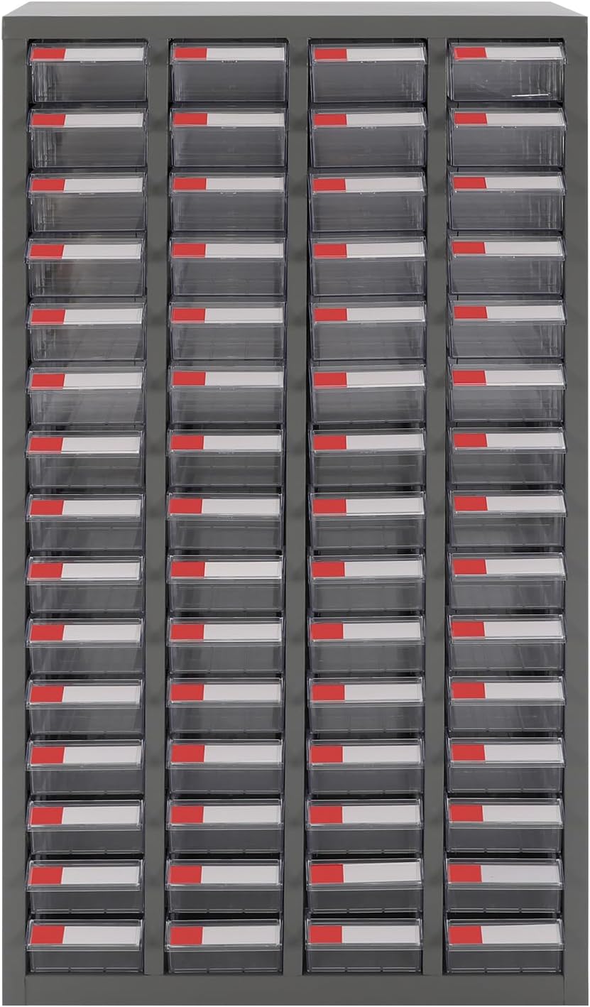 60 Drawers Bolt and Nut Tool Storage Cabinet Parts Cabinet Hardware Organization Shelves Bolts Bin Tool with Label Slots for Tool Hardware Storage, 23.6' W x 9.4' D x 45.6' H