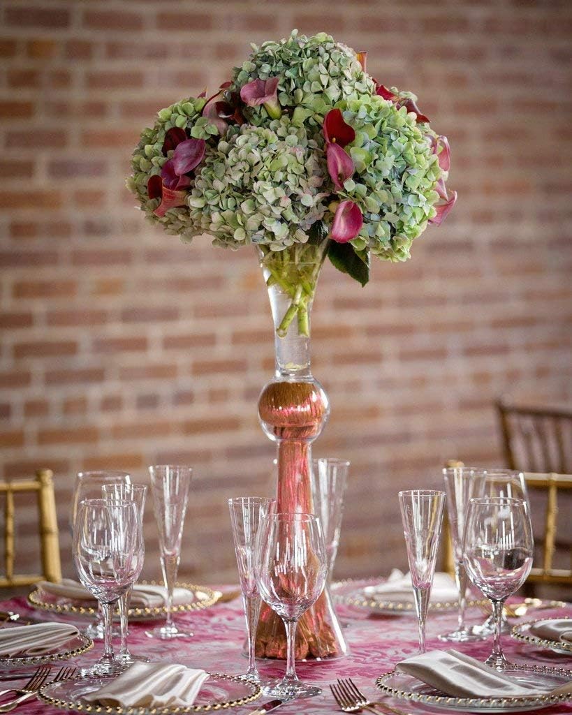 WGV Tall Trumpet Vase Bulk, Open 7.5', Height 30', Base 7.5', (Multiple Size/Color Choices) Clear Reversible Latour Floral Wedding Centerpiece Home Event Decor, 2 Pieces (VTV2130)