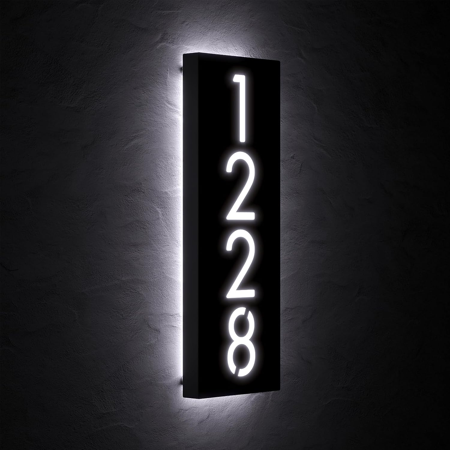 Customizable 12V LED Lighted Address Plaque, Backlit House Number Sign with 304 Stainless Steel Exterior (Only white light)
