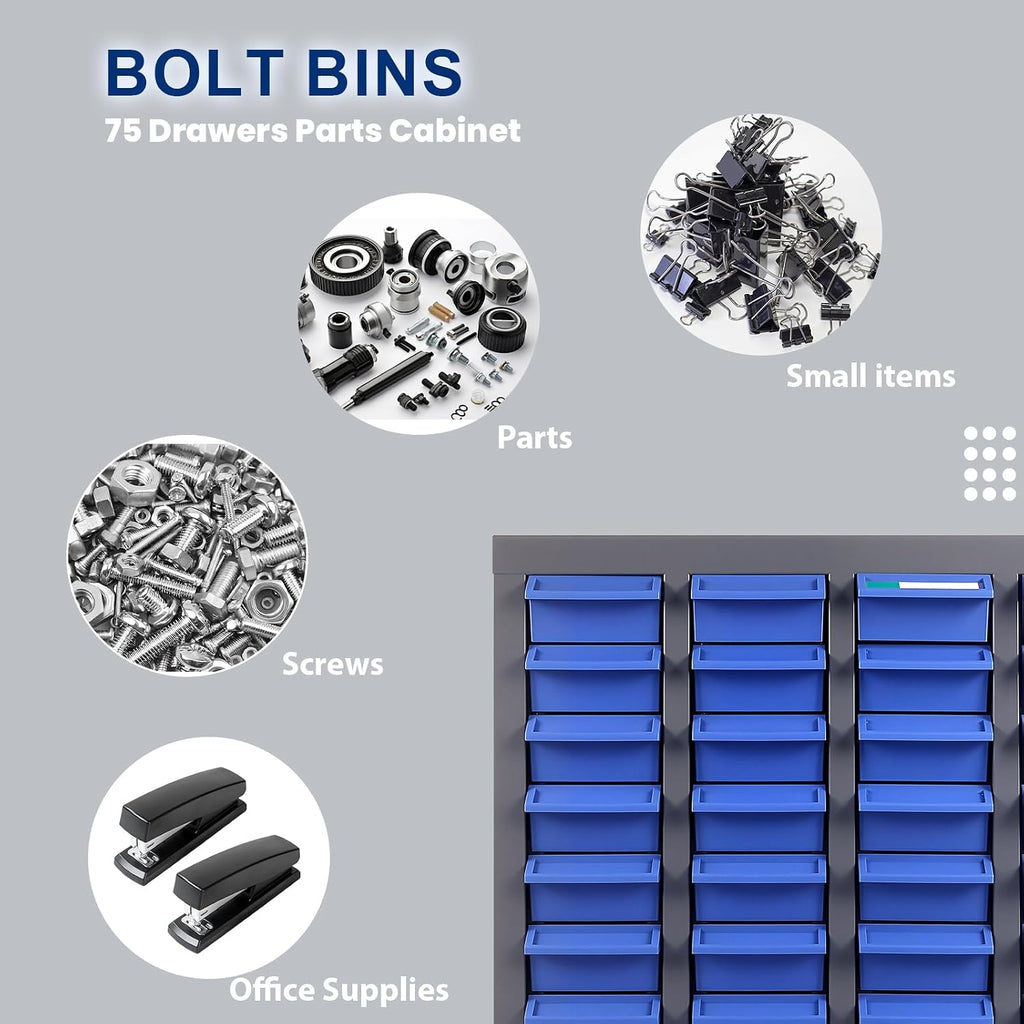 100 Drawers Nuts and Bolts Organizers and Storage with Labels and Dividers, Parts Cabinet with ABS Material Drawer, Alloy Steel Bolt Bin Tool Storage Cabinet for Nuts, Bolts, Screws (100 Drawers)