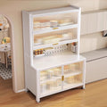 6-Tier Kitchen Bakers Rack, Kitchen Microwave Stand, Bakers Rack with Storage, Pegboard, Adjustable Shelf(White-100Cm)