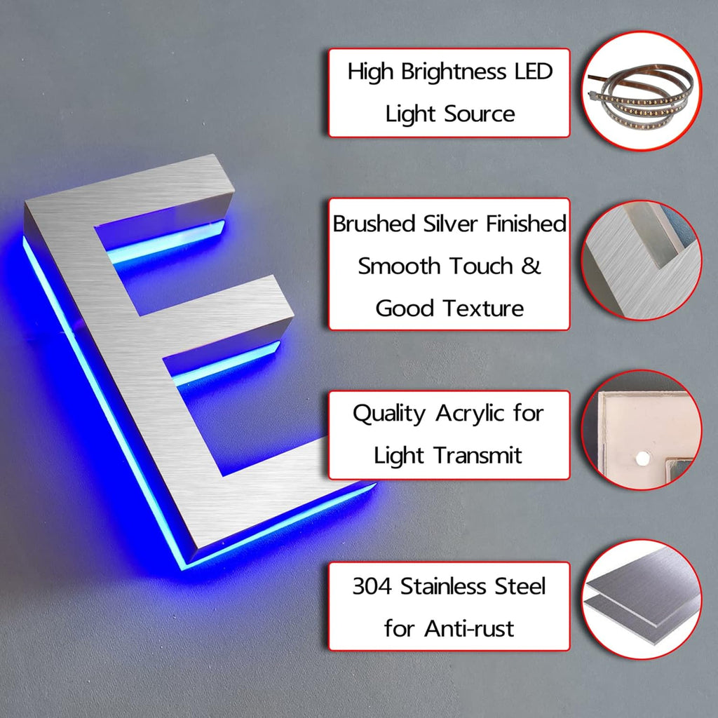 16' Outdoor Illuminated House Number Plaques, Backlit LED Home Address Numbers With Lights, Waterproof Lighted Up Address Signs For Outside,U
