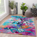 Abstract Music Graffiti Area Rug Washable 6x8ft Colorful Guitar Drums Printed Low Pile Carpet for Living Room Music Studio Home Decor Floor Mat