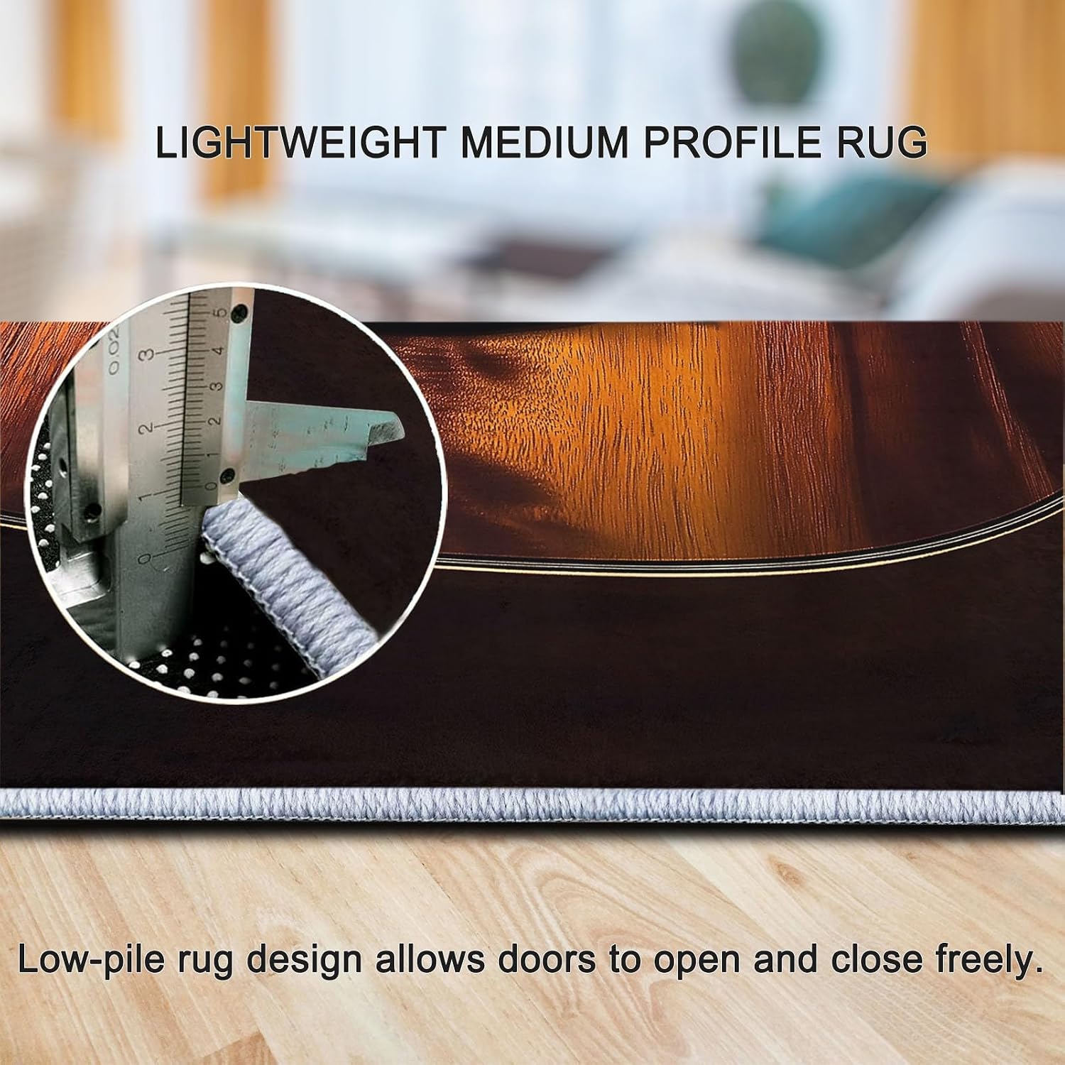 Area Rug Living Room Rugs 6x8 ft Musical Instrument Guitar Black Ultra Soft Washable Area Rug, Indoor Non-Slip Carpet for Nursery Kids Girls Boys Teen Dorm Home Office Decor