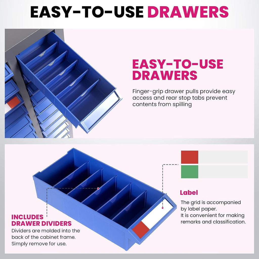 75-Drawer Tool Organizer Cabinet 35.4 x 25.8 Nuts and Bolts Organizer | Stop Box Pro Design for Toy/Screw Storage | DIYer Workshop Must-Have (75Drawers)
