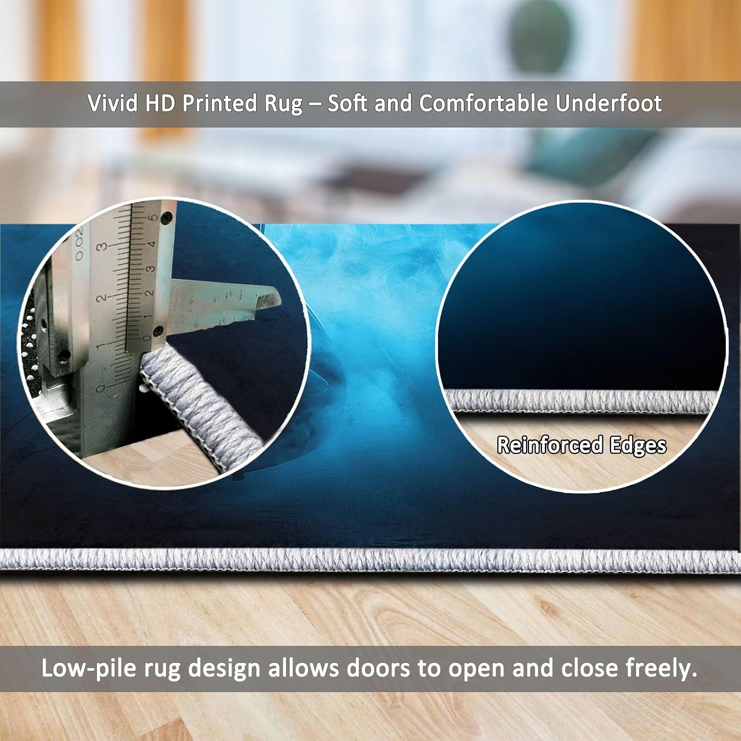 Machine Washable Music Guitar Stripes Area Rugs 5' x 8', Non-Slip Abstract Art Large Area Rugs Stain Resistant Print Carpet for Home Decor, Kid Pet Friendly Mat