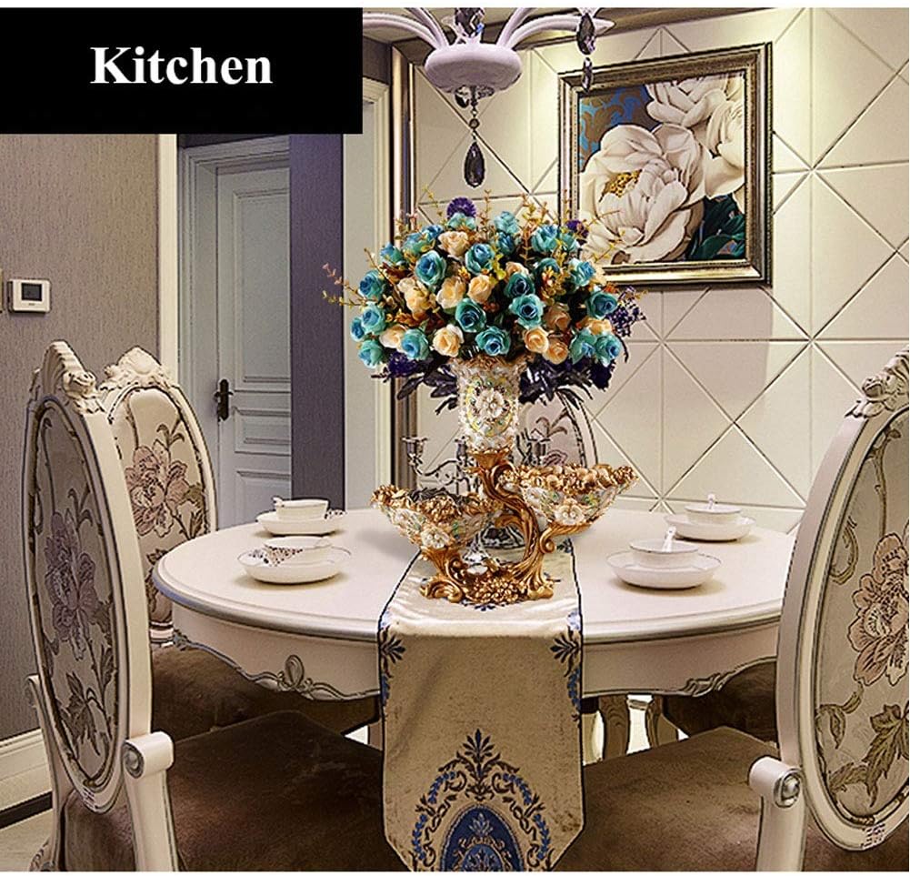 Elegant Large Flower Vases Table Centerpiece for Kitchen Dining Living Room Home Decor, European RetroTall Big Resin Flowers Chinese Vases for Bedroom Decorations, White 13.78in ×13in