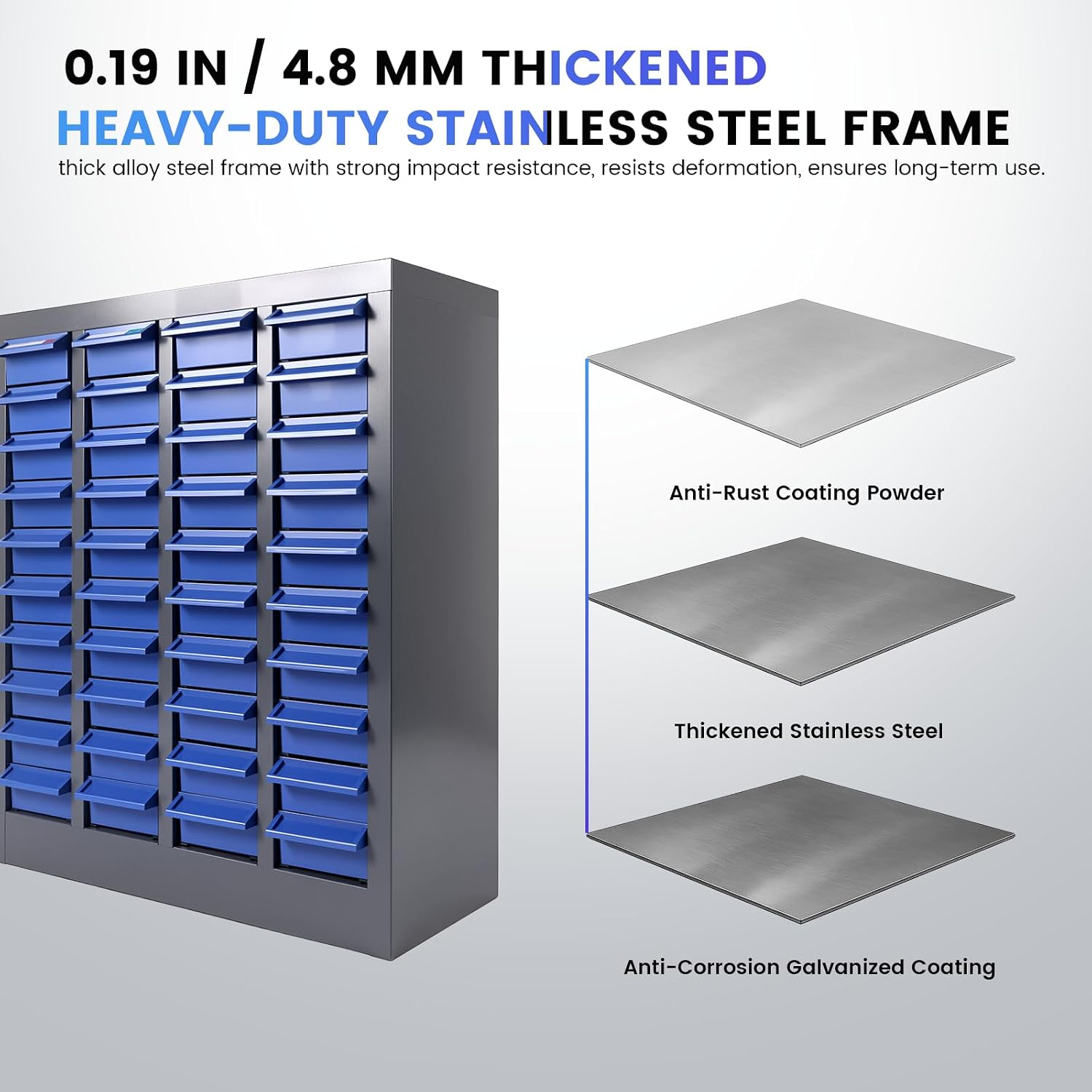 Metal 40-Drawer Parts Organizer, Garage Storage Cabinet with ABS Drawers, Heavy-Duty Alloy Steel Frame for Nuts, Bolts & Small Tools, Workshop & Home (40 Drawers)