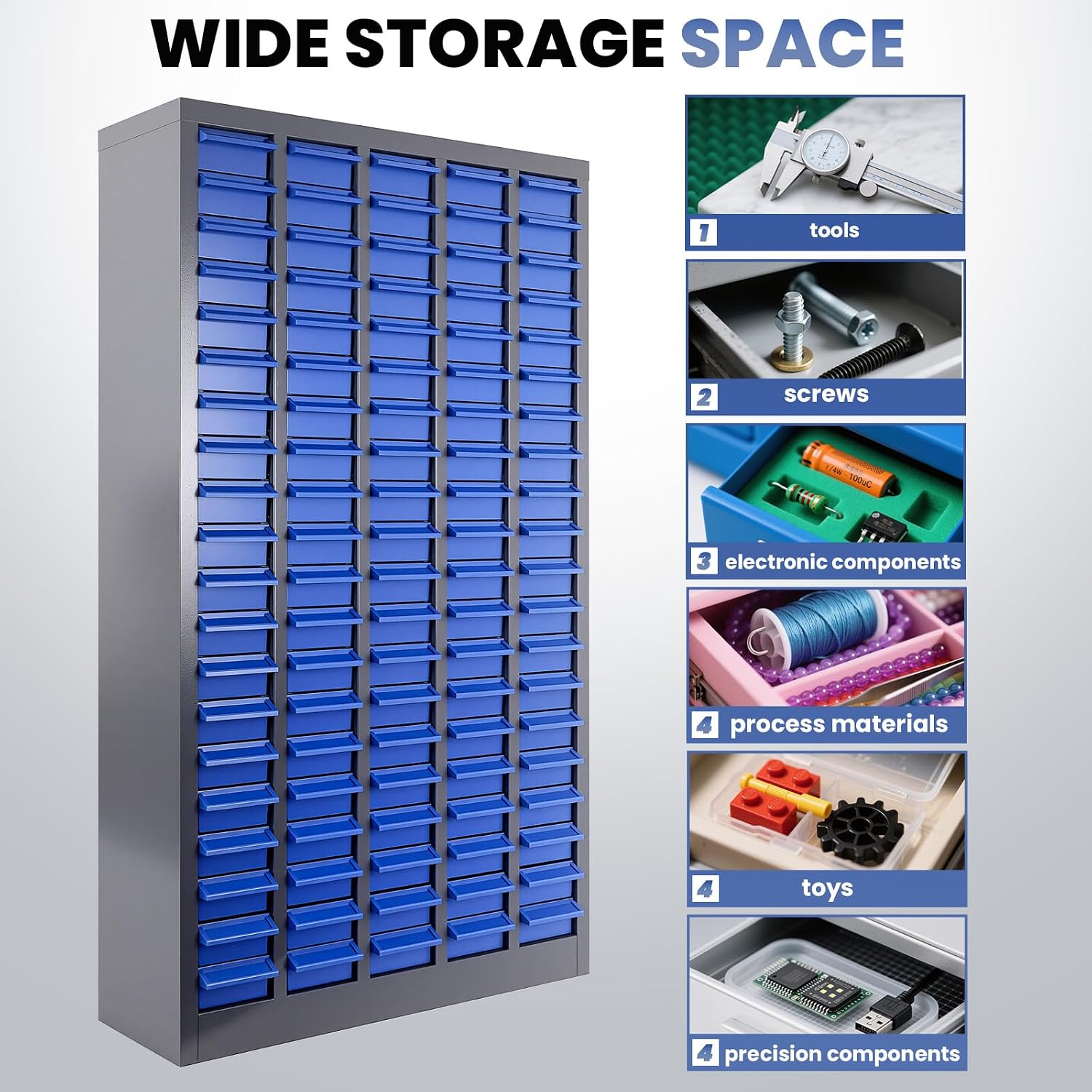 100 Drawer Alloy Steel Nut and Bolt Organizer, ABS Material Bolts Organizer, 26' L×9' W×46' H Nuts and Bolts Organizers and Storage, Bolt Bins Organizers for Shop Garage Workshop (100 Drawer)