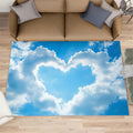 6x8 Heart-Shaped Sky Area Rug - Blue Sky White Clouds Large Rugs for Living Room, Minimalist Carpet Area Rug for Girls Bedroom Kids Room Basement Office Classroom
