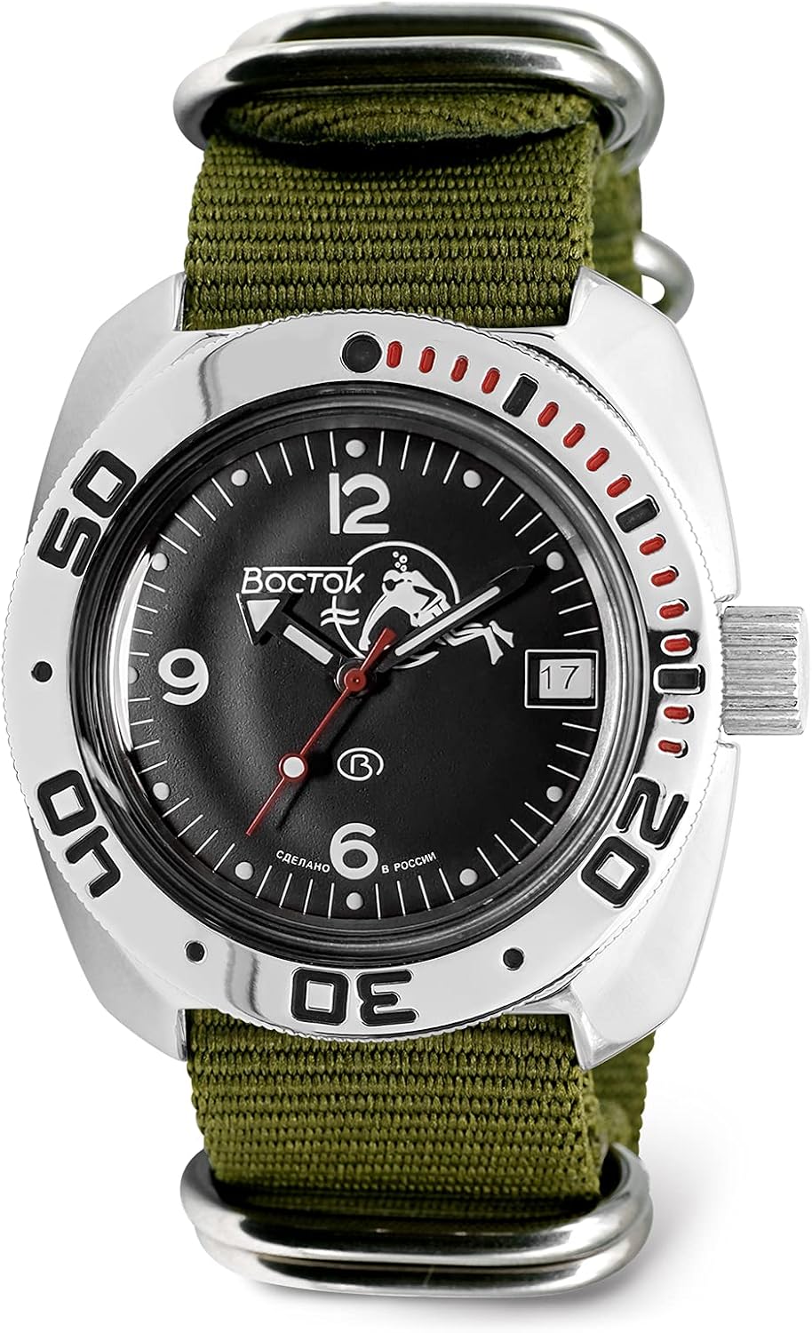 VOSTOK | Scuba Dude Amphibian Automatic Self-Winding Russian Diver Wrist Watch | WR 200 m | Amphibia 710634 |Fashion | Business | Casual Men's Watches
