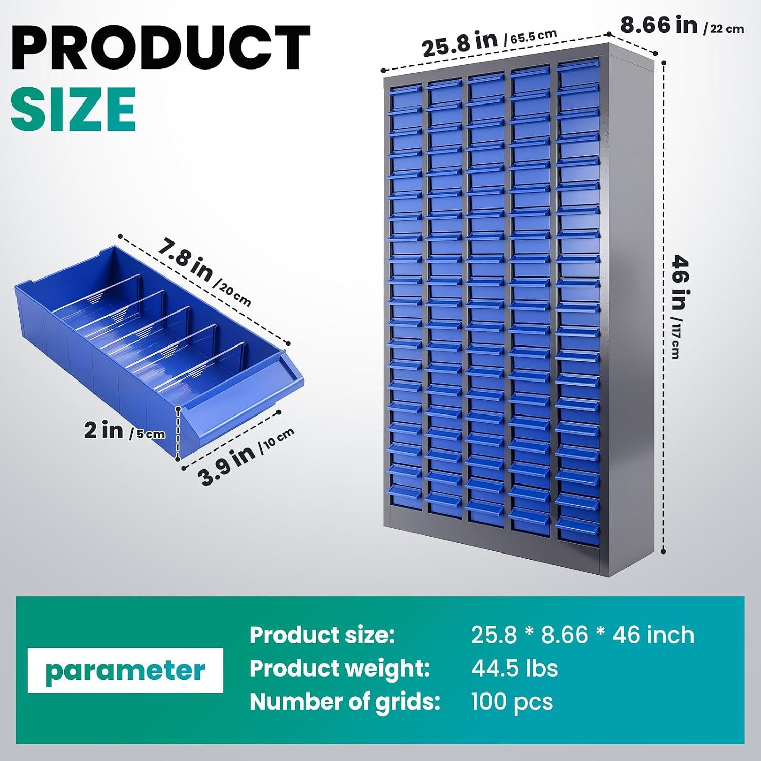 100-Drawer Nut and Bolt Organizer, Small Parts Organizer with Alloy Steel Frame & ABS Drawers, Bolt Bin for Garage, Teacher Toolboxes, Makeup & Workshop, Tool Hardware Storage (100-grid drawer)