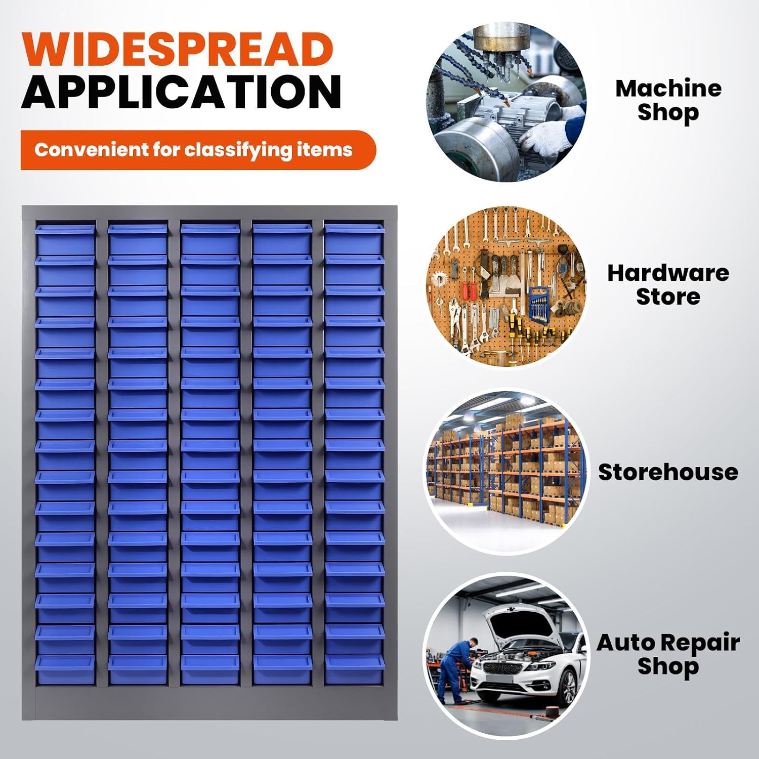 75 Drawers Alloy Steel Parts Cabinet, Bolt and Nut Tool Storage Cabinet with Labels, ABS Material Drawer Non-Slip Design, 5mm Thick Steel Frame, Nut and Bolt Organizer for Storing Tools (75 Drawers)