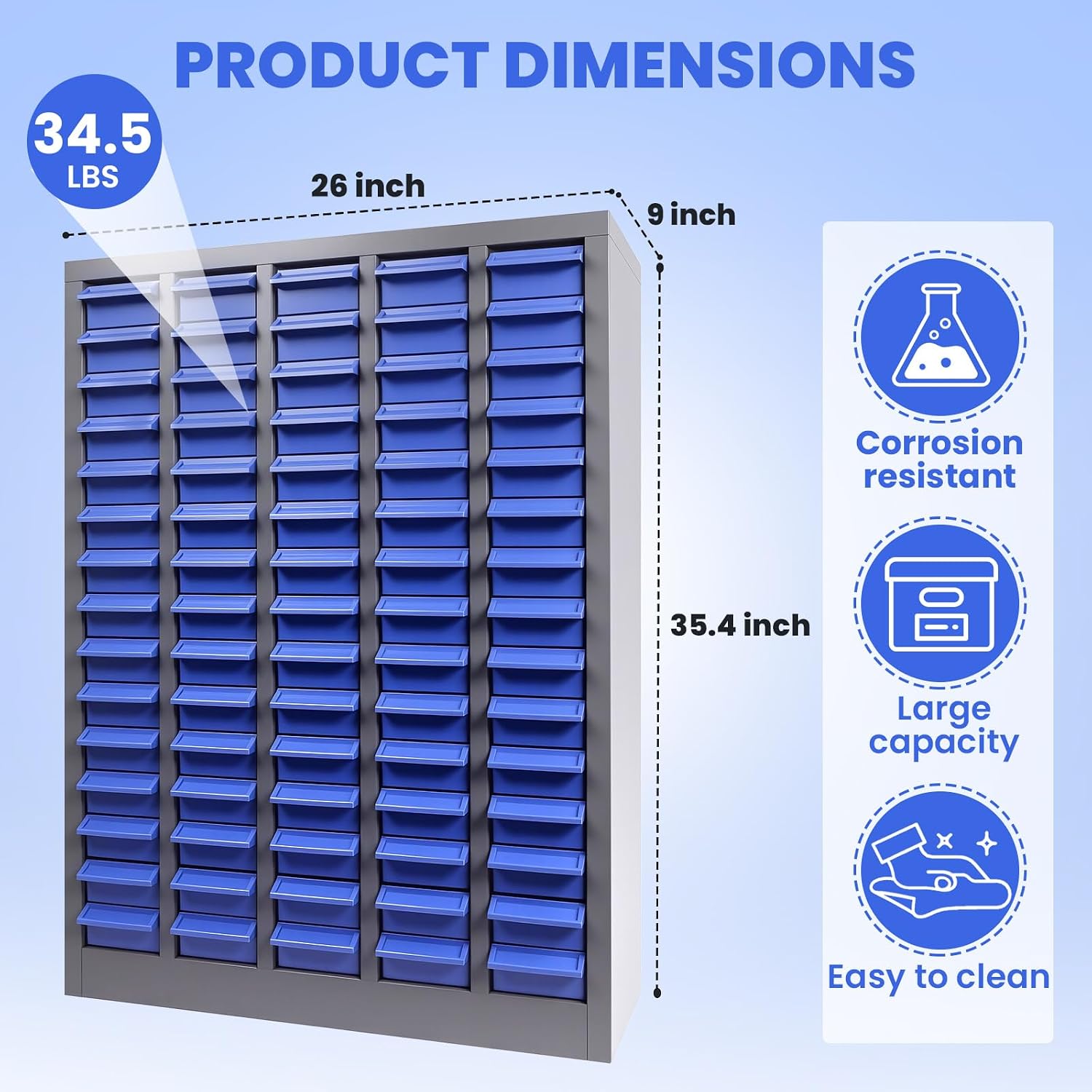 75 Drawer Parts cabinets, Bolt, nut and Tool Parts cabinets, Alloy Steel Parts Cabinet with ABS Labels and Shelves, Suitable for garages, basements, and Small Tool Storage