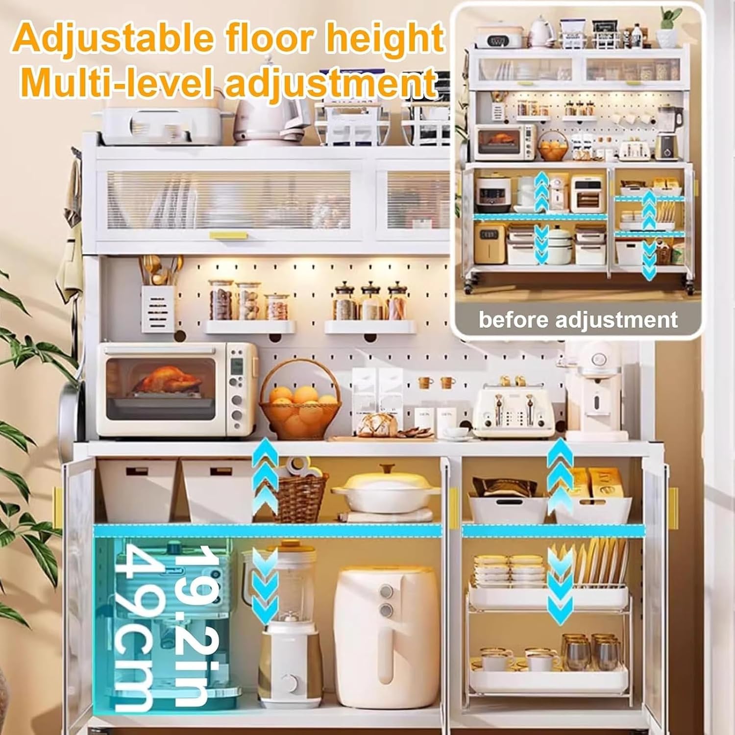 5-Tier Kitchen Baker's Rack, Microwave Oven Stand, Free Standing Utility Storage Shelf, Strong Load-Bearing Capacity(103cm)