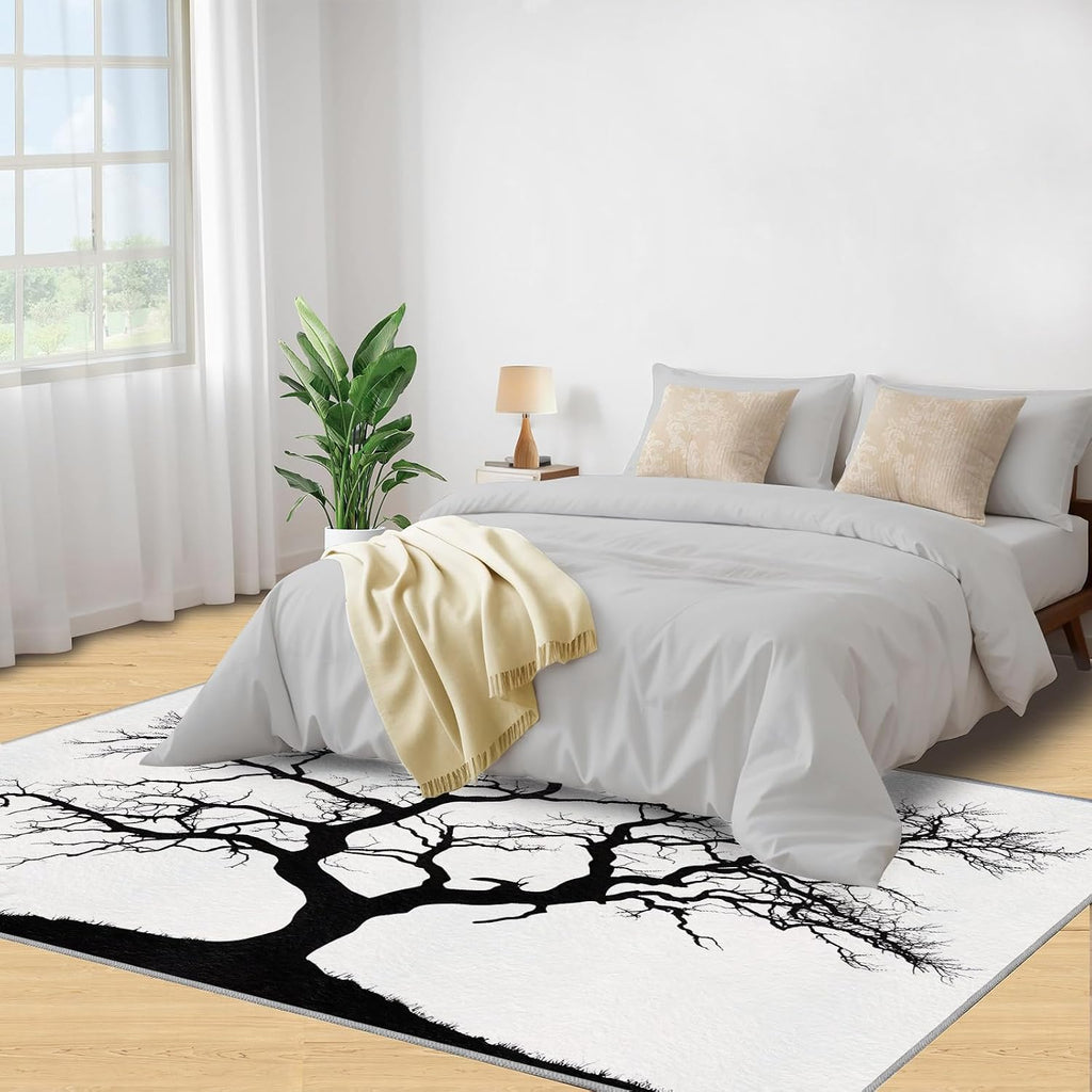 Dead Tree Rug 6x8, Branches Rugs for Bedroom, Tree Silhouette Area Rug, Home Decor Rugs for Living Room, Non-Slip Machine Washable Carpet