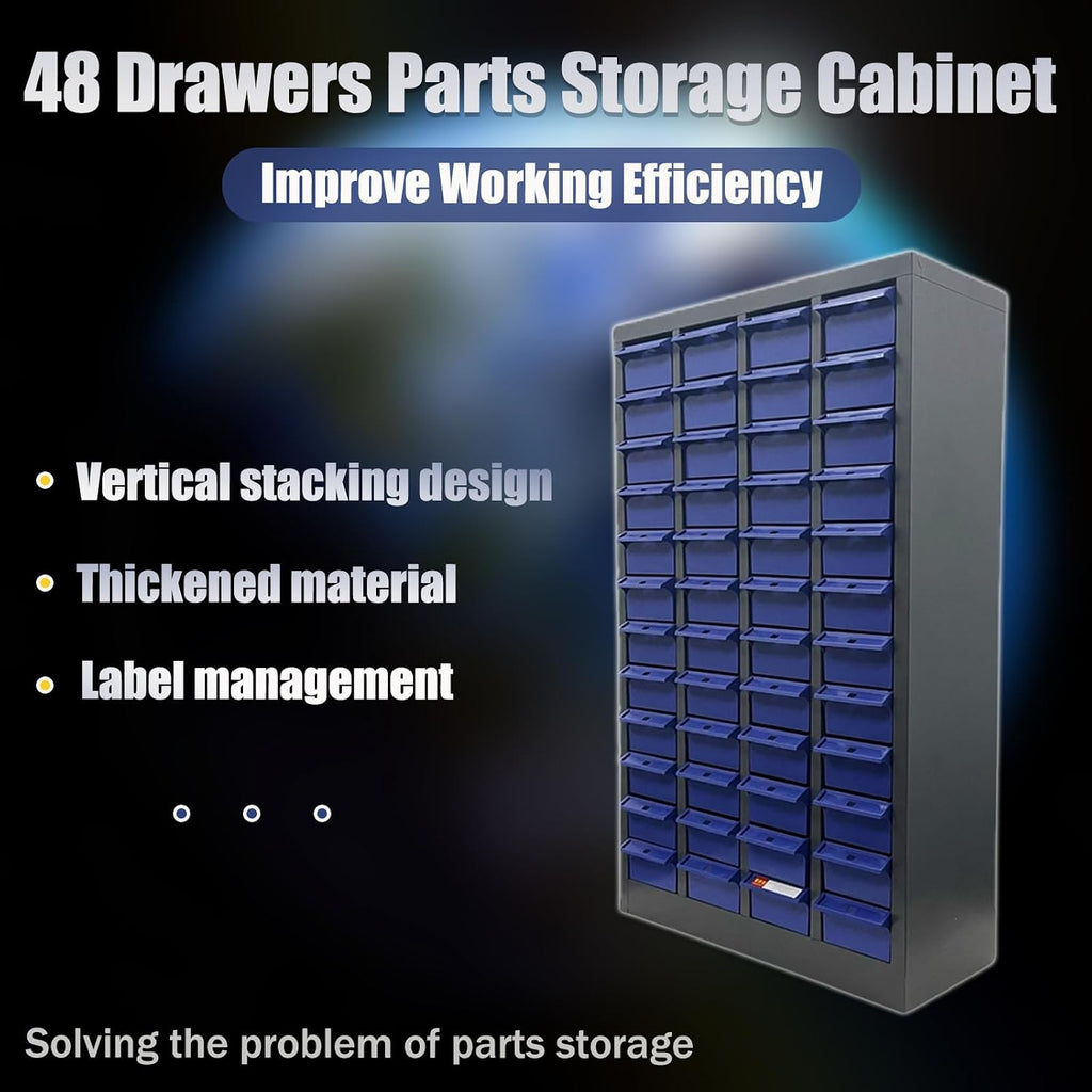 Parts Cabinet 48 Drawers Bolt and Nut Parts Storage Cabinet Storage Equipment Organization Shelves Hardware and Office Supplies