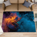 Guitar Kids Rugs for Bedroom, Music Lover Rug 6x9, Music Area Rug Washable & Non Slip Large Carpet for Home Decor