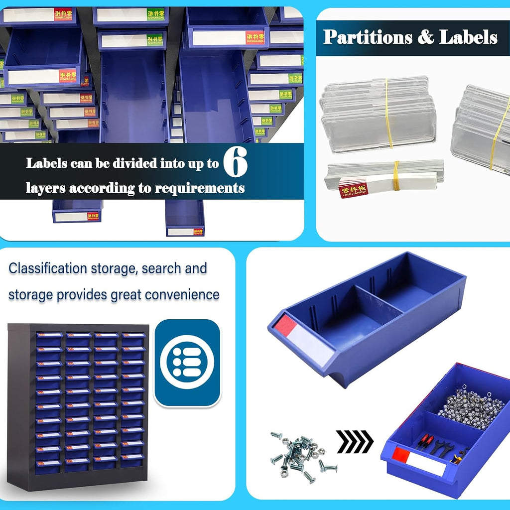 40 Drawers Parts Cabinet Steel Parts Cabinet Nut and Bolt Organizer Bolt Bin Storage Organizer with Partitions and Labels