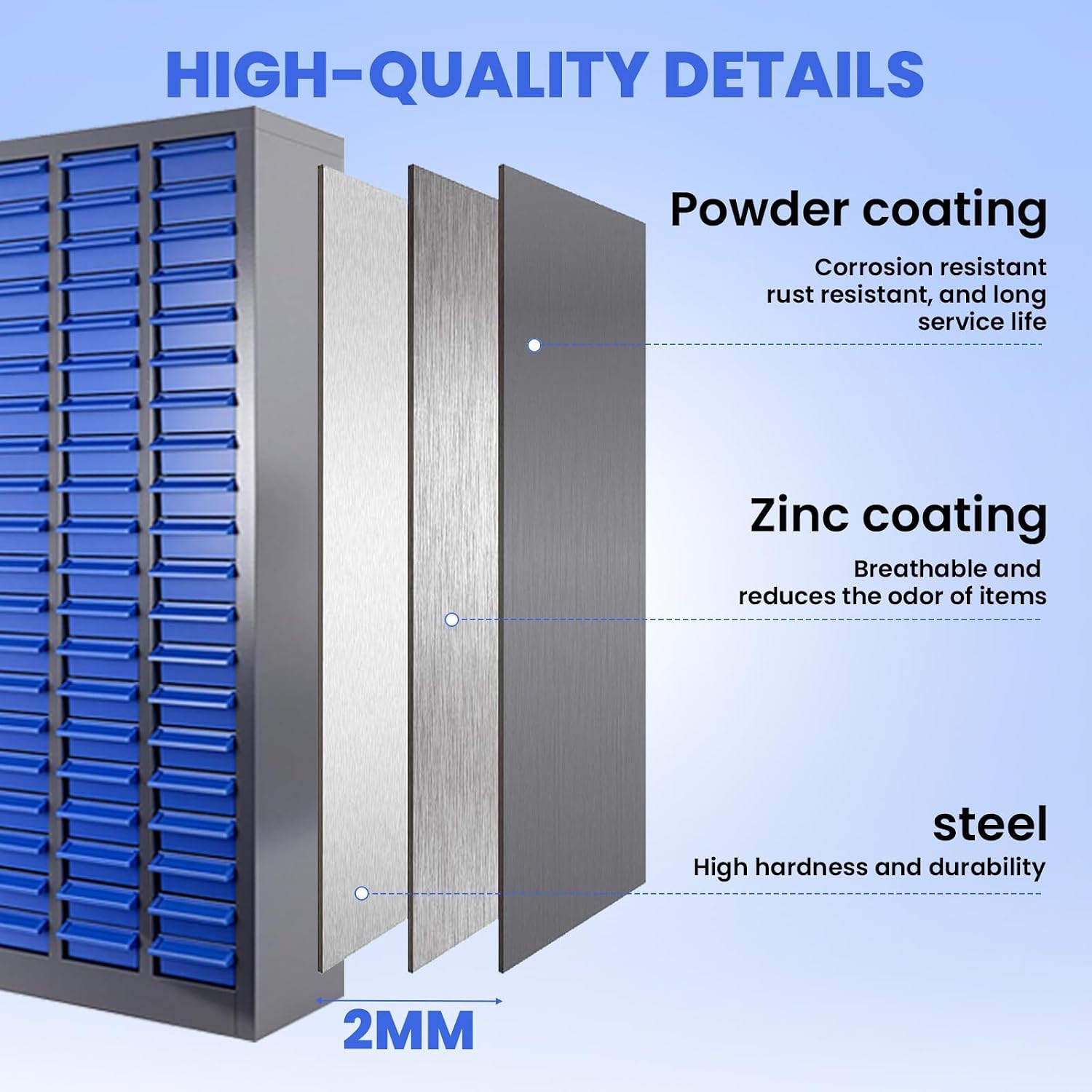 100 Drawer Parts Cabinet, Bolt, nut, and Tool Parts Cabinet, ABS Drawers with Labeled dividers, Alloy Steel Structure, Suitable for Storing resistors, capacitors, and Other Equipment Tools