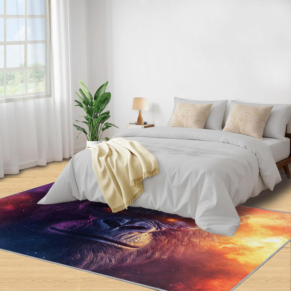 Gorilla Rug 6x8-6x8 Rug, Monkey Area Rugs for Bedroom, Fantasy Galaxy Rugs for Living Room, Animal Washable Mat, Kids Carpet, Gorilla Home Decor & Gifts