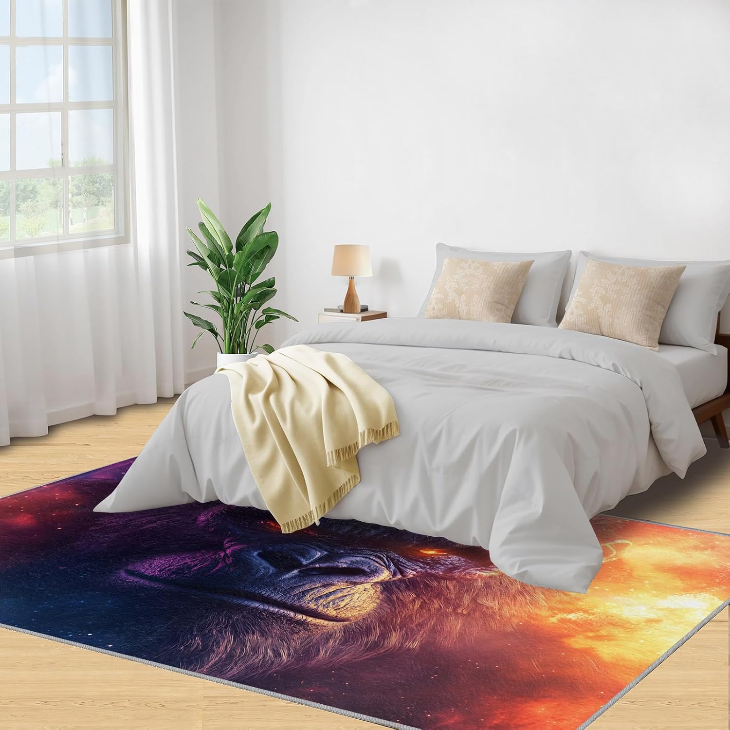 Gorilla Rug 6x8-6x8 Rug, Monkey Area Rugs for Bedroom, Fantasy Galaxy Rugs for Living Room, Animal Washable Mat, Kids Carpet, Gorilla Home Decor & Gifts