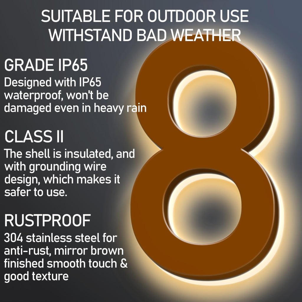 Illuminated House Numbers LED, Backlit LED Illuminated House Address Numbers, Modern Address Signs For Homes, Stainless-Steel Lighted House Numbers For Outside,20 Inch/500mm,G