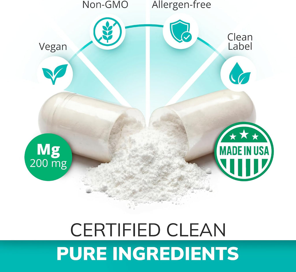 Balancebreens Magnesium Glycinate 200mg - Magnesium Bisglycinate Chelated Supplements for High Absorption - Non GMO and Gluten Free Gentle on Stomach for Restful Sleep and Muscle Support, 120 Count