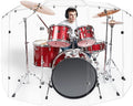 PENNZONI Drum Shield 4ft w/Deflectors & Chrome Hinges, Comes w/ 5 Drum Panels, 5 Deflectors, Chrome Hinges & Deflector Connectors, Premium Clear Acrylic Panels