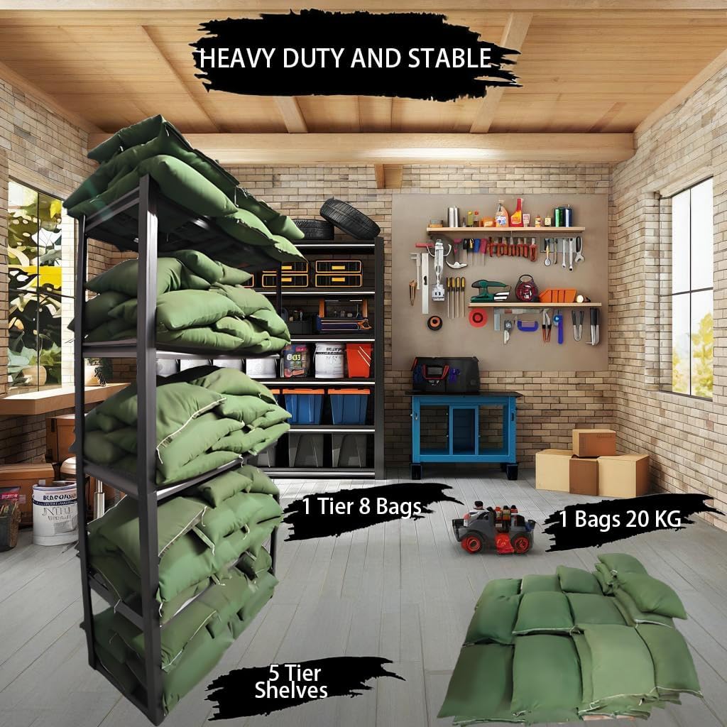 Industrial Storage Rack,Heavy-Duty Steel Shelving Unit,6-Tier Multi-Purpose Garage Organization System Black 83' H x 54.5' W x 22.8' D