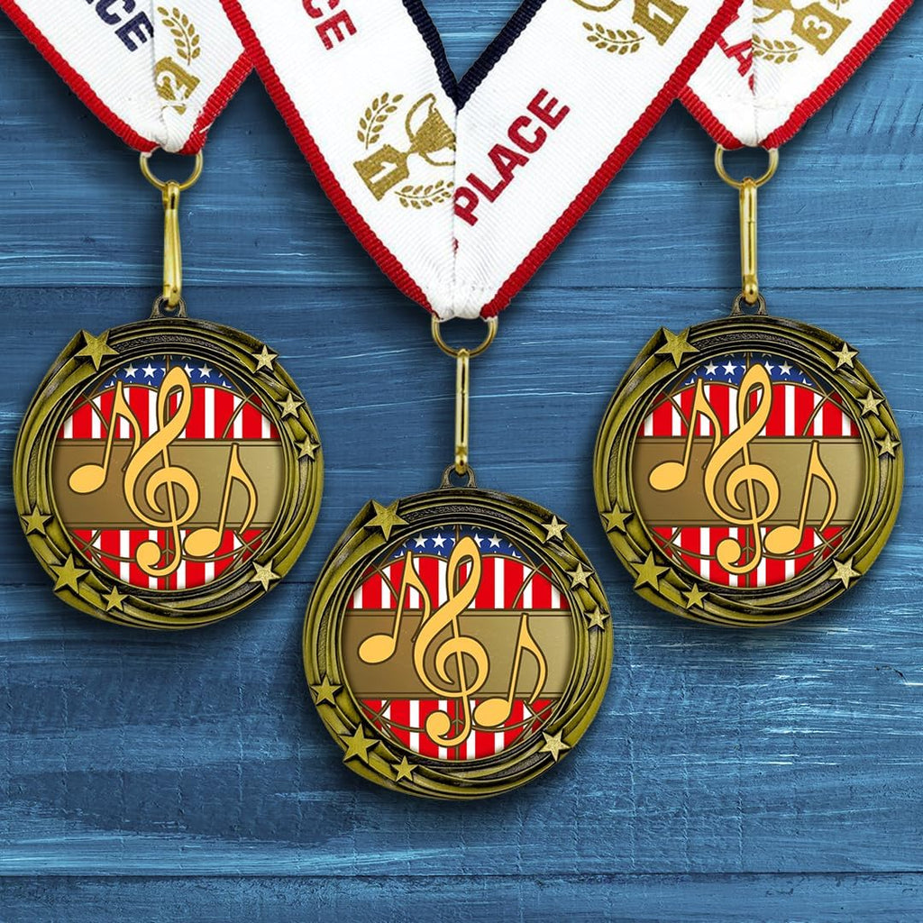 All Quality Music Swirling Stars Design Medal - 1st, 2nd, 3rd Place