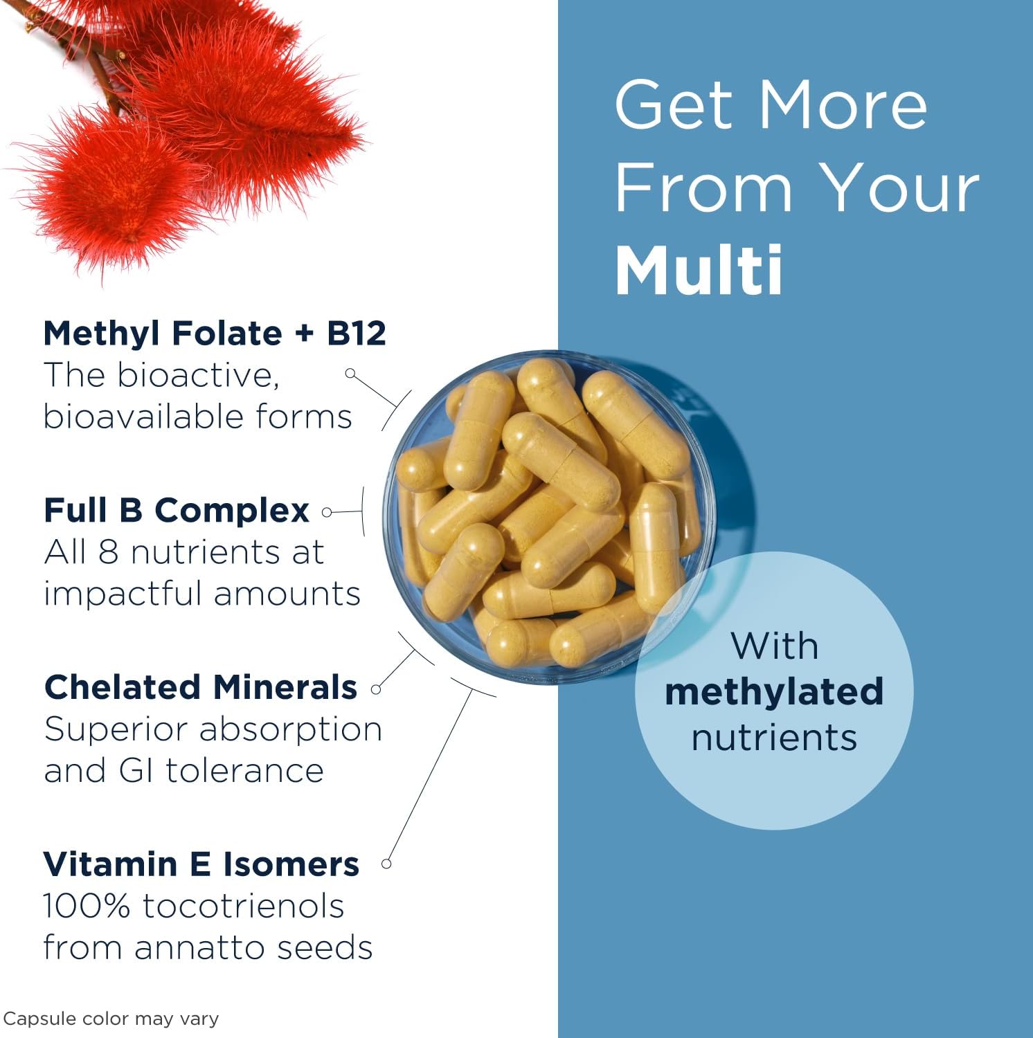 Designs for Health Methylated Multivitamin for Women & Men - Twice Daily Multimineral Supplement & Multivitamin Without Iron + Methylated B12 and Folate, Vitamin C, K, D, E + More (240 Capsules)