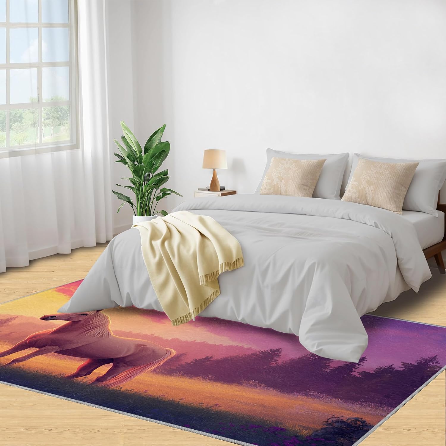 Horse Rug 6x8-6x8 Rug, Animal Area Rugs for Living Room Bedroom, Western Area Rugs, Farmhouse Carpet, Washable Carpet, Horse Home Decor & Gifts