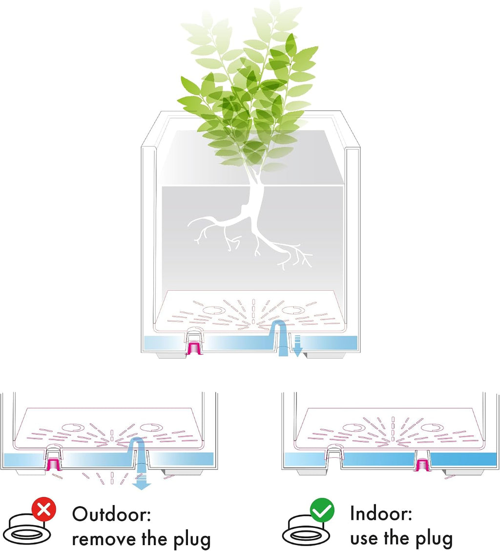 Deroma Millennium 19' Cube Planter | Light & Durable Plastic | Indoor or Outdoor Square Pot for Patio/Porch | Water Res. Wheels & Drain Plug | Trendy Planter for Plants, Flowers, Garden | Brown