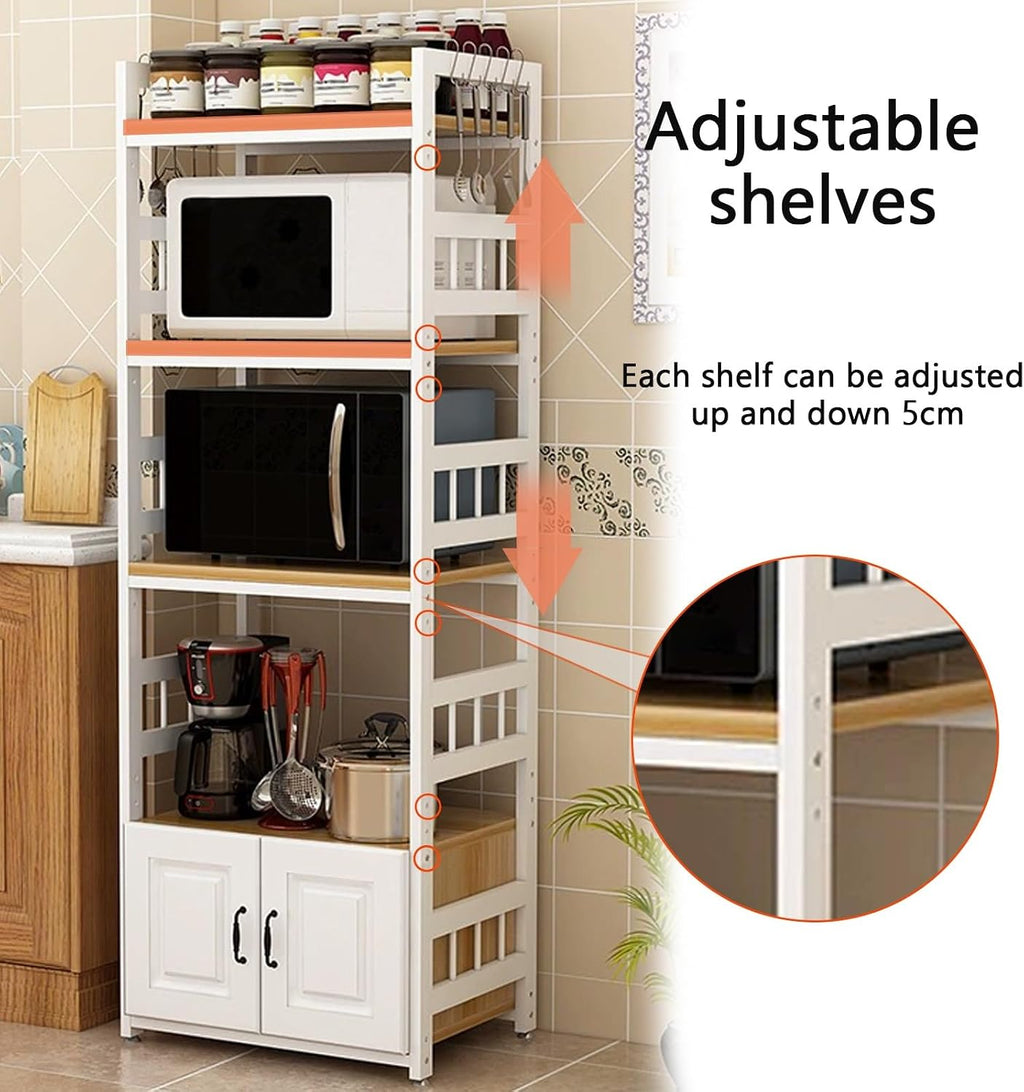 Kitchen Bakers Rack with Storage, Kitchen Pantry Microwave Cabinet with Doors for Electrical Appliances, Tableware, Dishes
