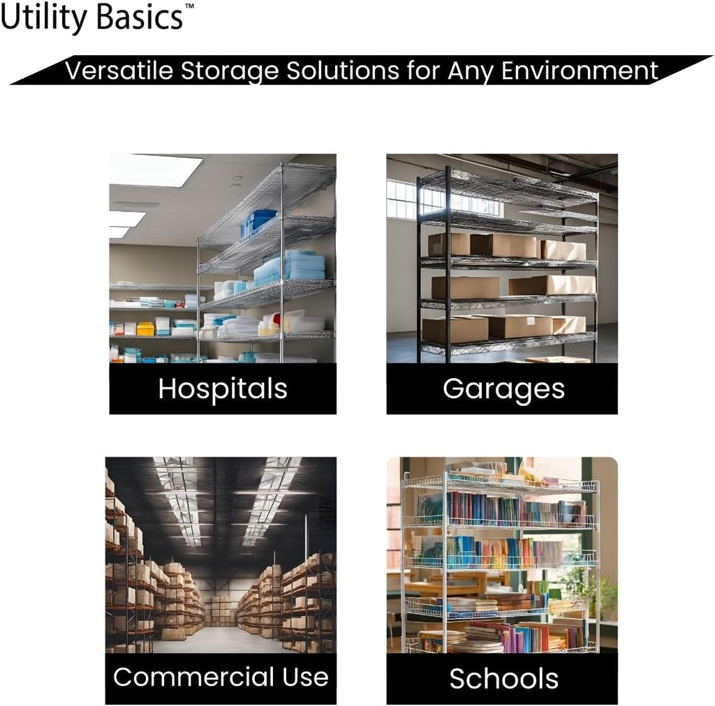 NSF Commercial 4-Tier Wire Shelving with Wheels, 60'x18'x72' Heavy Duty Metal Shelves 3200 lbs Max Capacity, Chrome Storage Rack for Garage Kitchen Pantry Warehouse