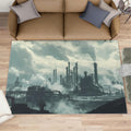 Industrial Style Rug 6x8, Mechanical Style Rugs for Living Room, Retro Industrial Area Rug, Non Slip Rugs for Bedroom, Washable Kitchen Dining Room Decor Carpet