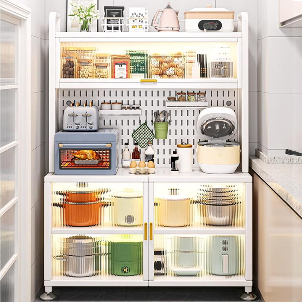Kitchen Hutch Storage Cabinet, 5 Tier Bakers Rack, Microwave Hutch Cabinet with Storage for Coffee Machine & Bread Machine