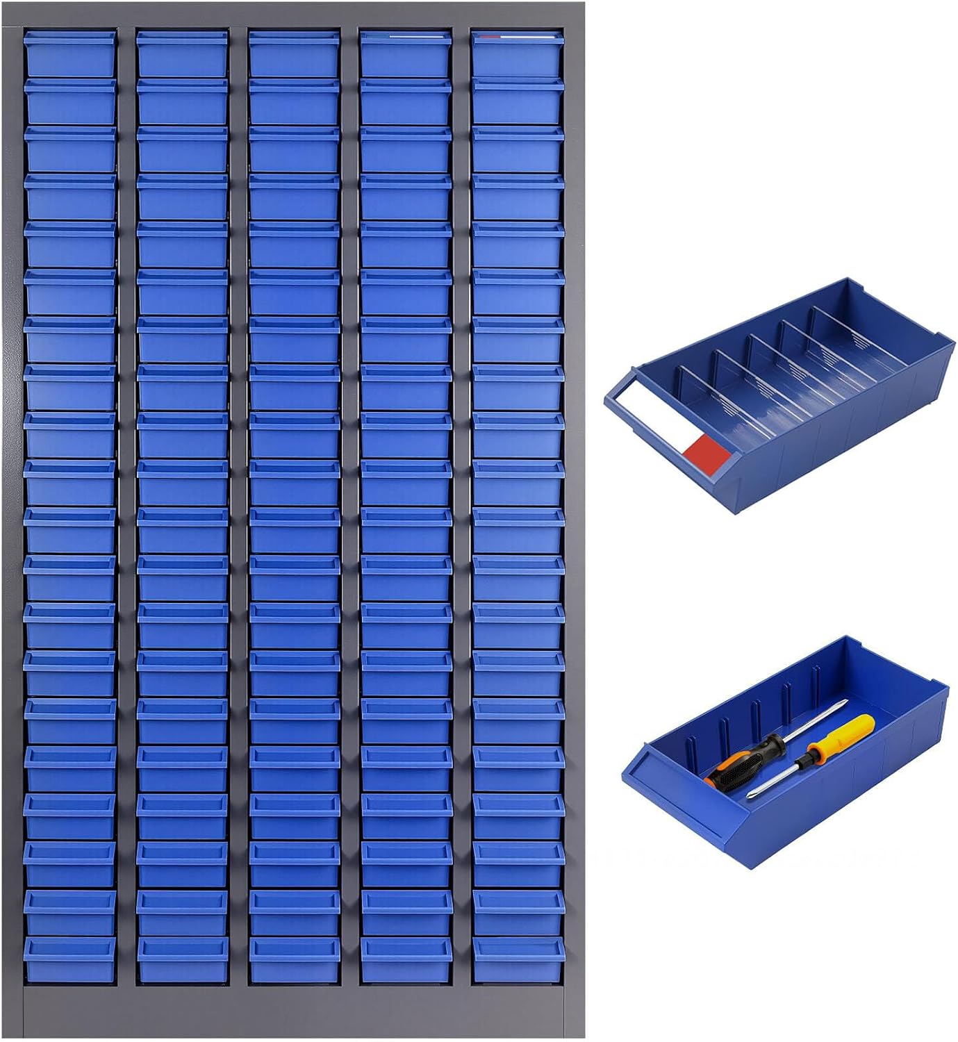 Small Parts Storage Organizer Parts Cabinet Screw Hardware Electronics Nuts Bolts Organizer Shelves Bin Tool with ABS Material Drawer Label Stickers for Garage Workshop Craft Art Hobby (100 Drawers)